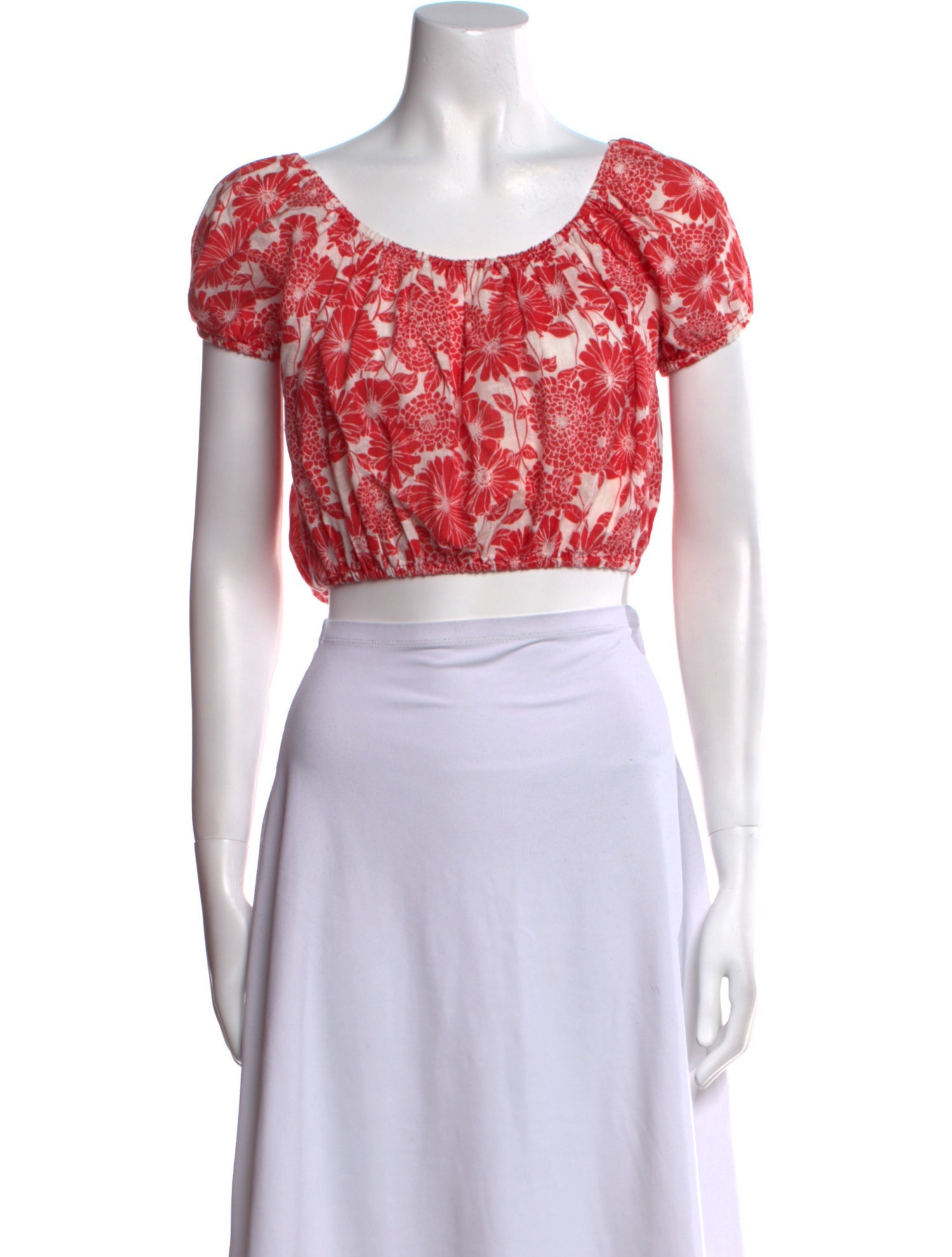 Lisa Marie Fernandez Linen Floral Print Crop Top