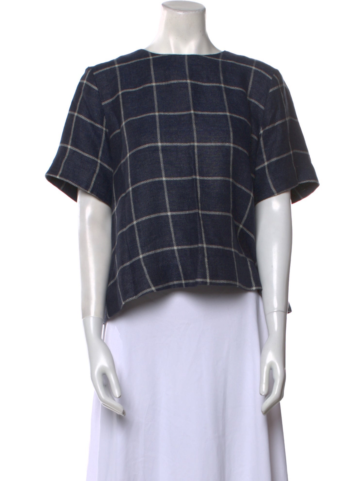 Lisa Marie Fernandez Linen Plaid Print Crop Top