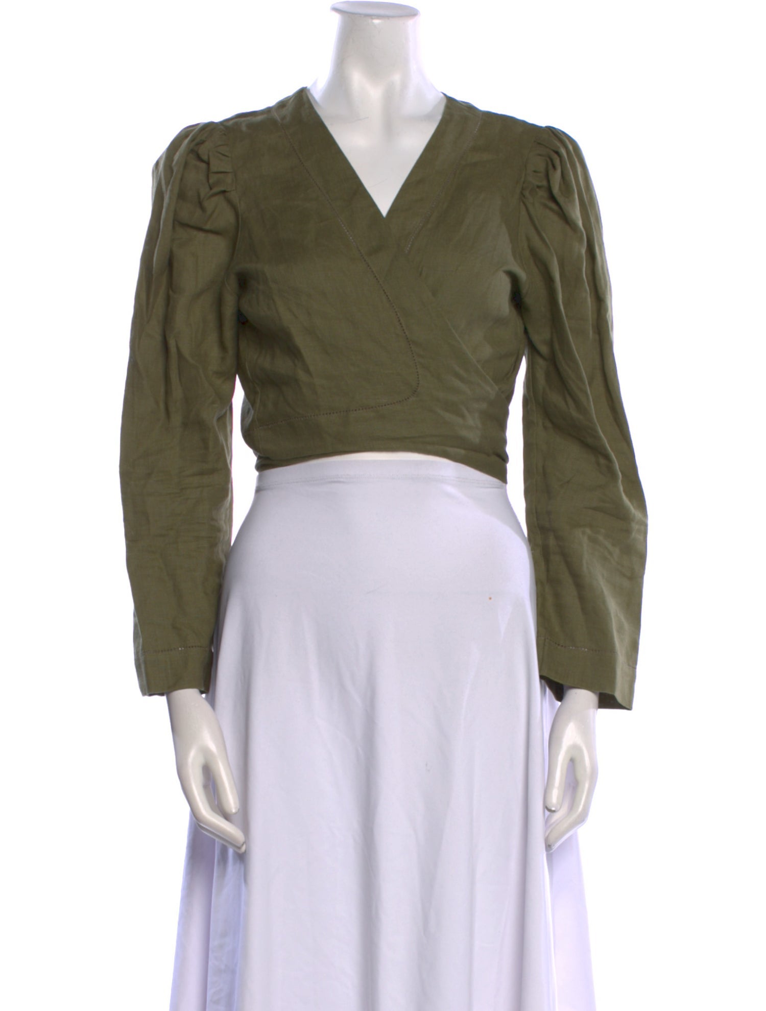 Lisa Marie Fernandez Linen V-Neck Crop Top