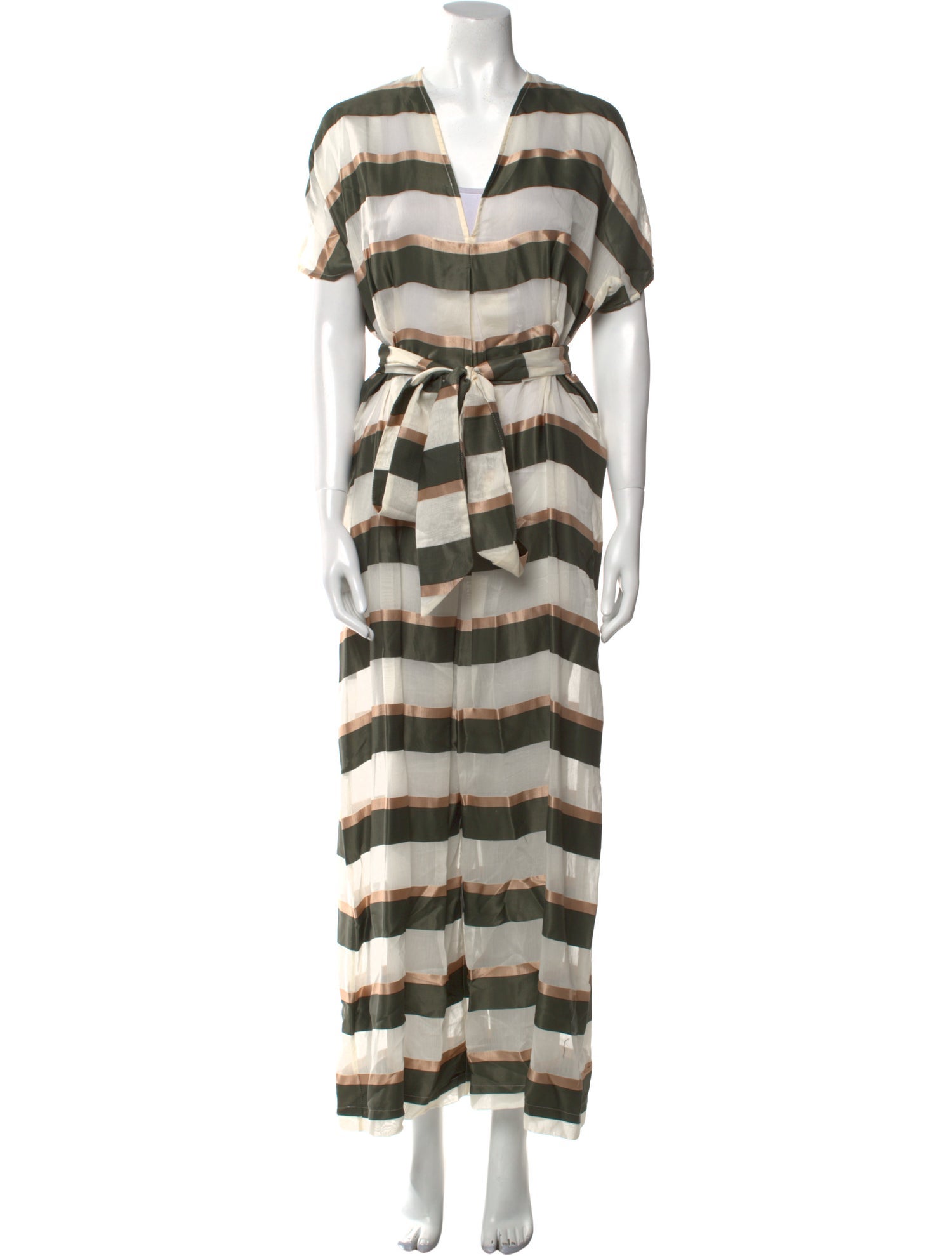 Lisa Marie Fernandez Striped Plunge Neckline Jumpsuit