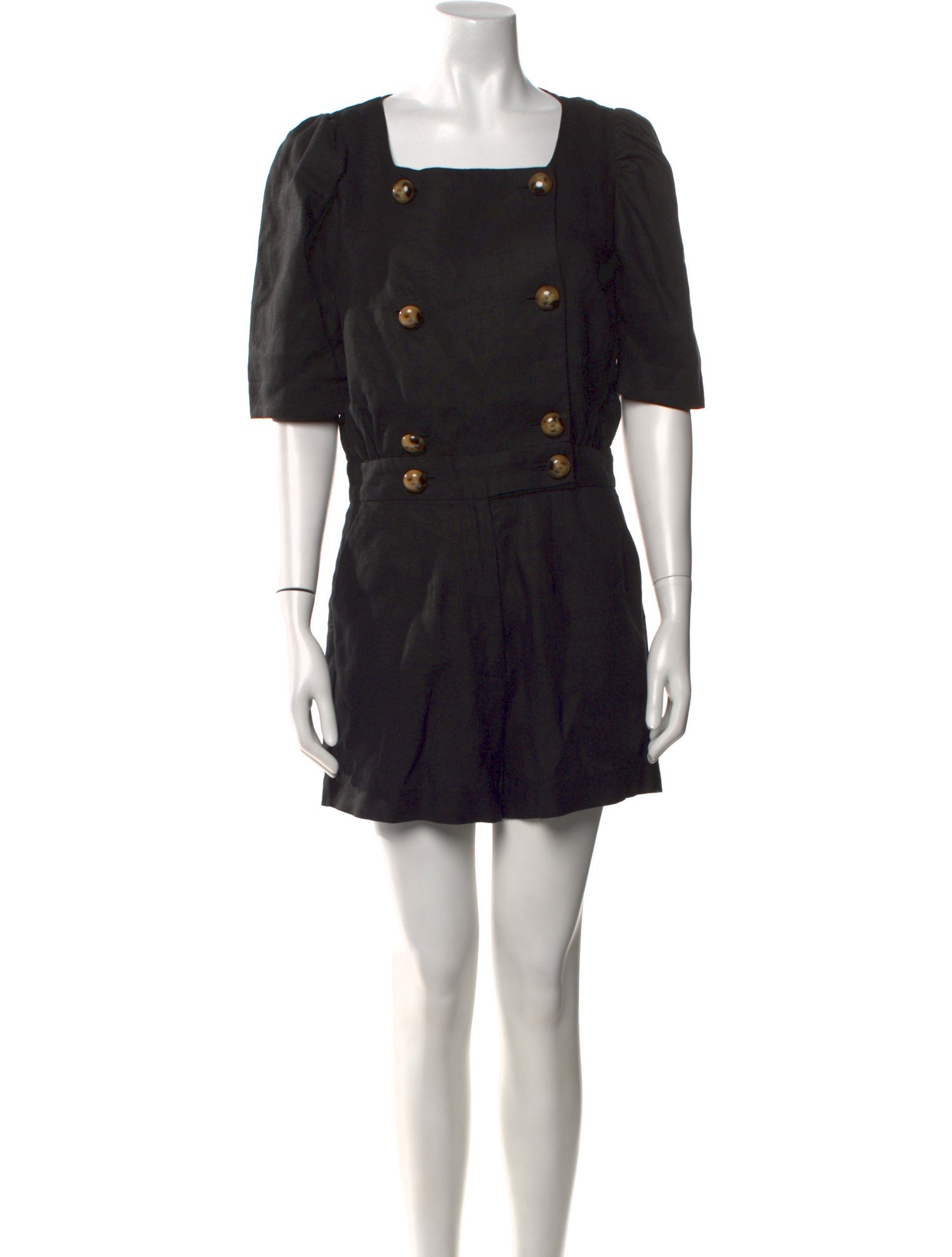 Lisa Marie Fernandez Linen Square Neckline Romper