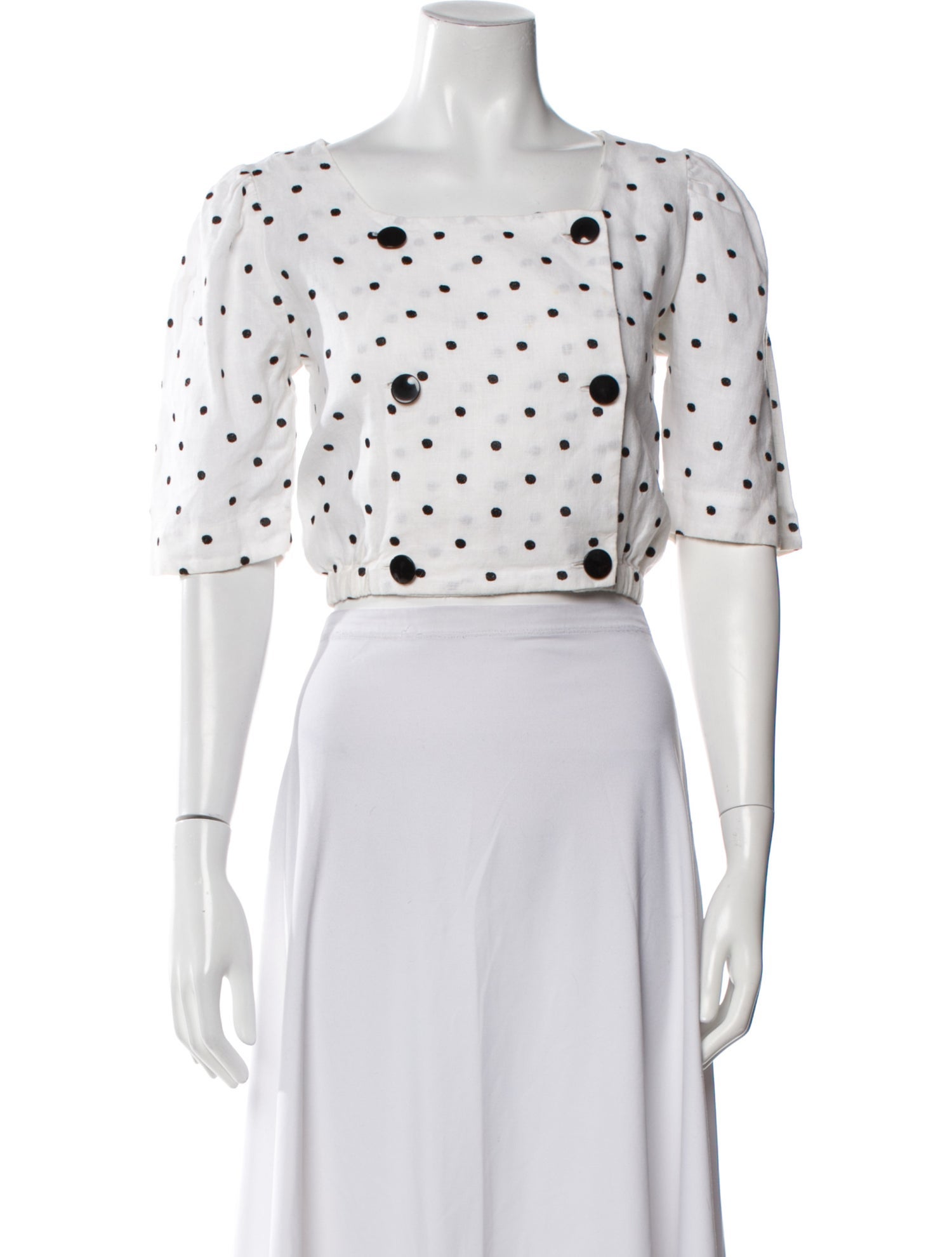 Lisa Marie Fernandez Linen Polka Dot Print Crop Top