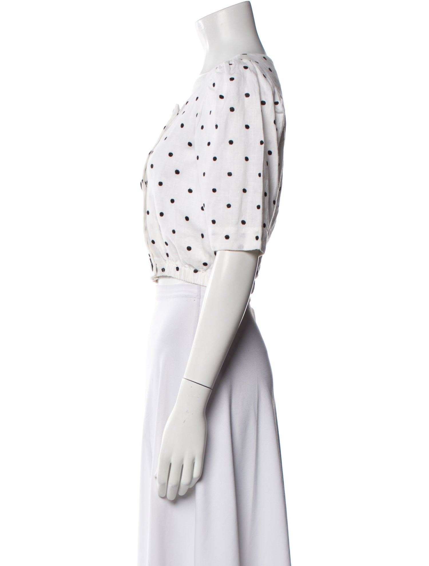 Lisa Marie Fernandez Linen Polka Dot Print Crop Top