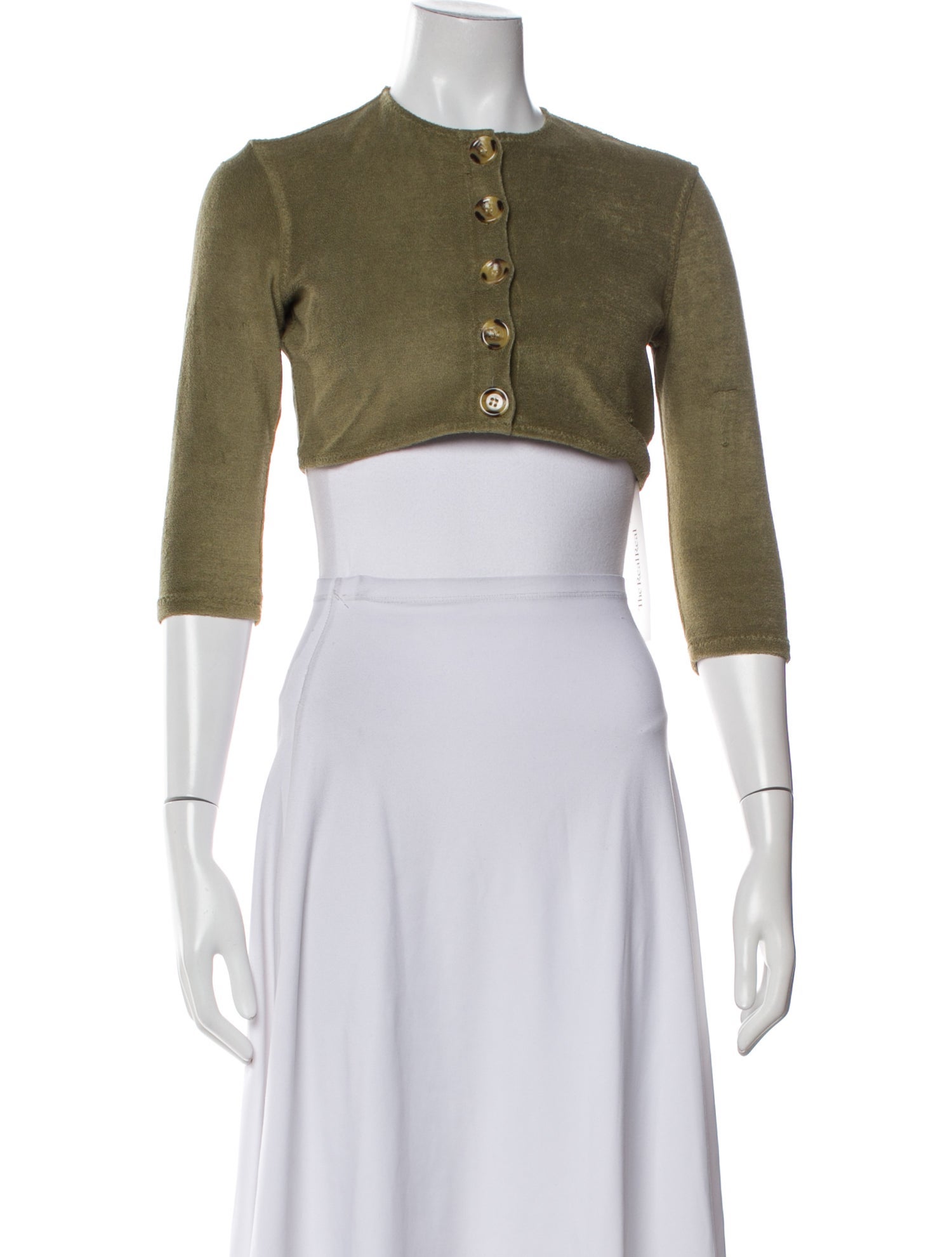 Lisa Marie Fernandez Mock Neck Three-Quarter Sleeve Crop Top