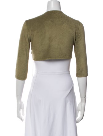 Lisa Marie Fernandez Mock Neck Three-Quarter Sleeve Crop Top