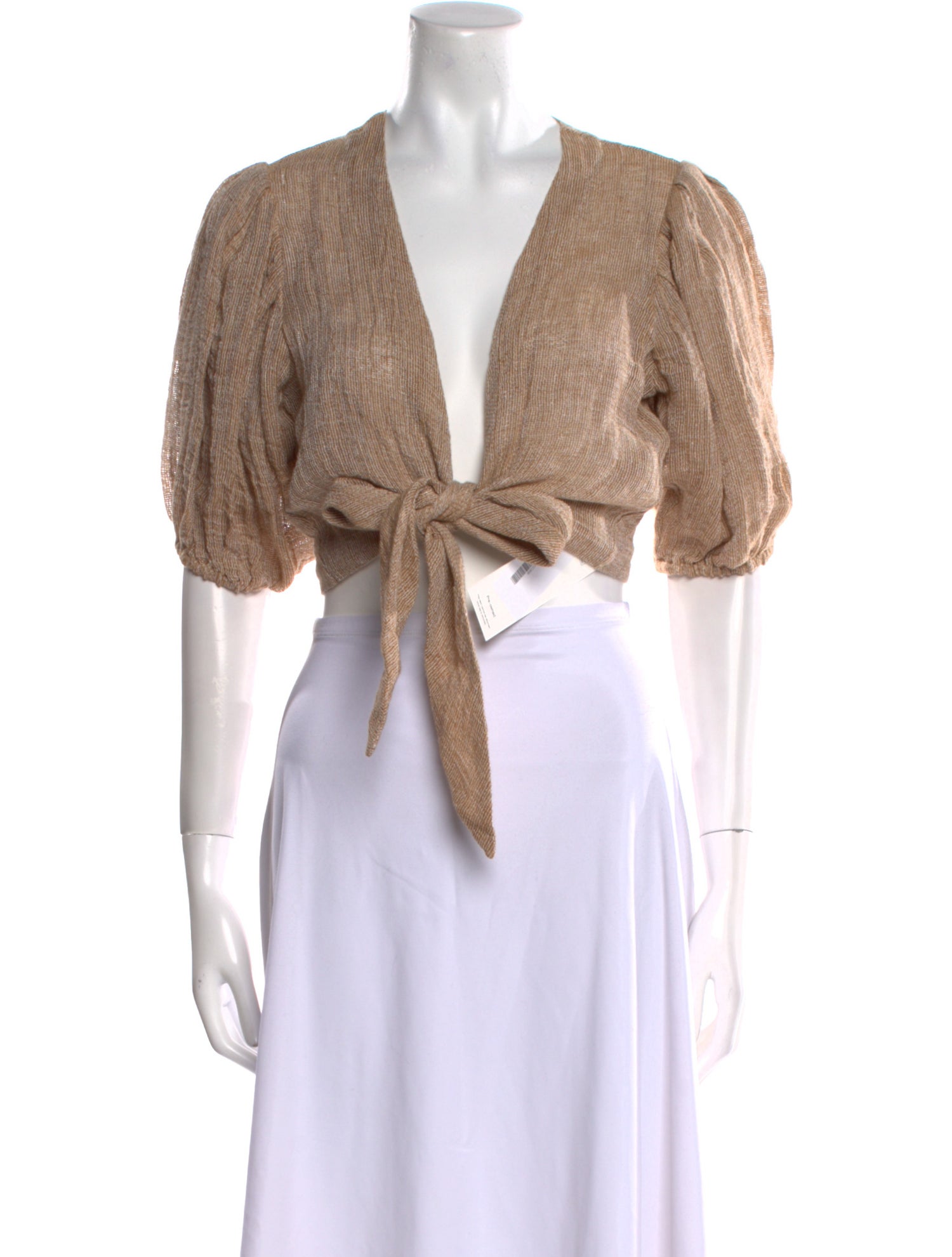 Lisa Marie Fernandez Linen V-Neck Crop Top