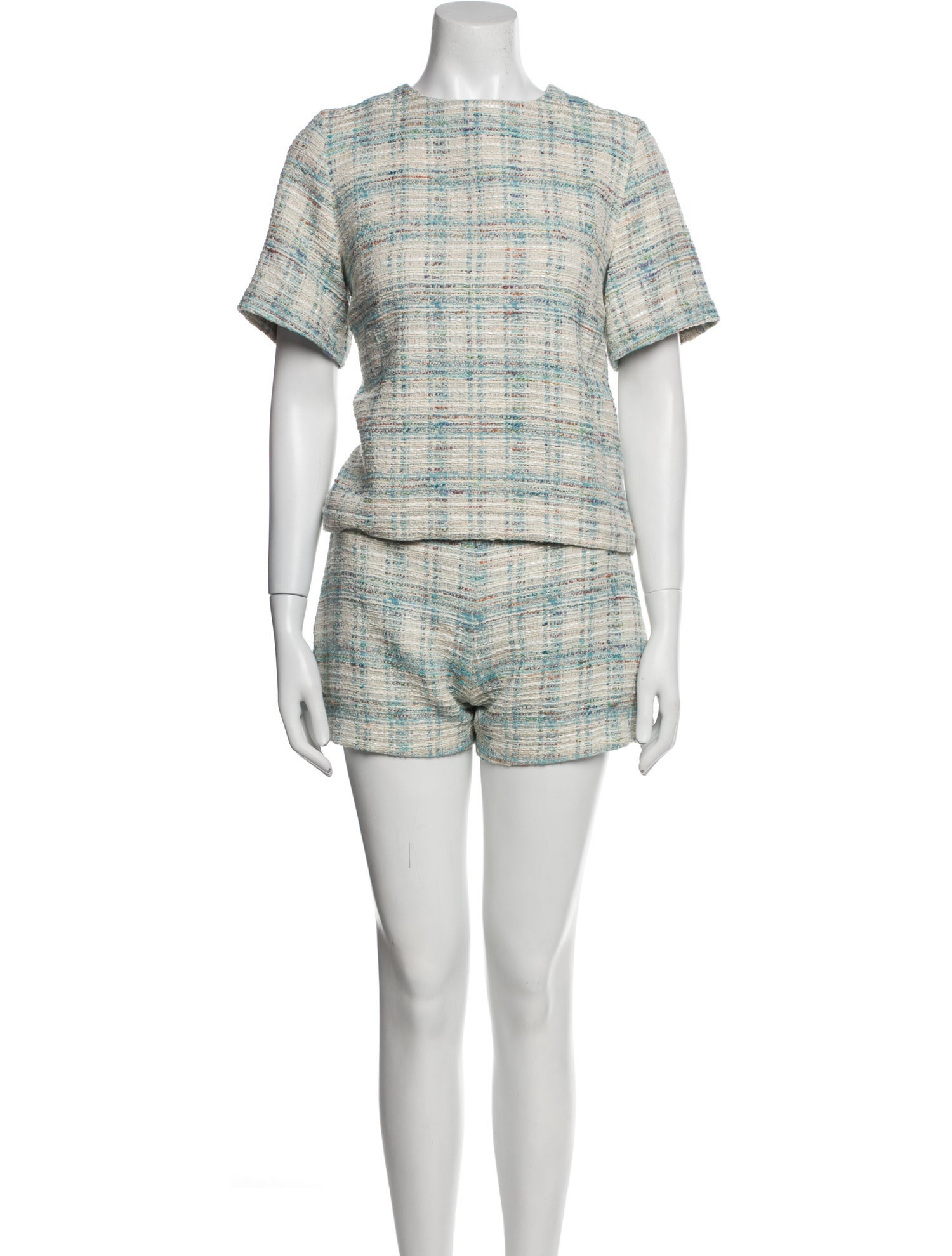 Lisa Marie Fernandez Tweed Pattern Pleated Accents Short Set