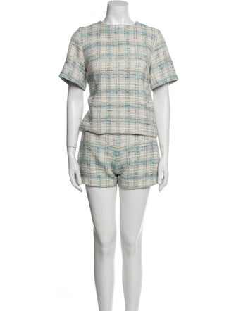 Lisa Marie Fernandez Tweed Pattern Pleated Accents Short Set