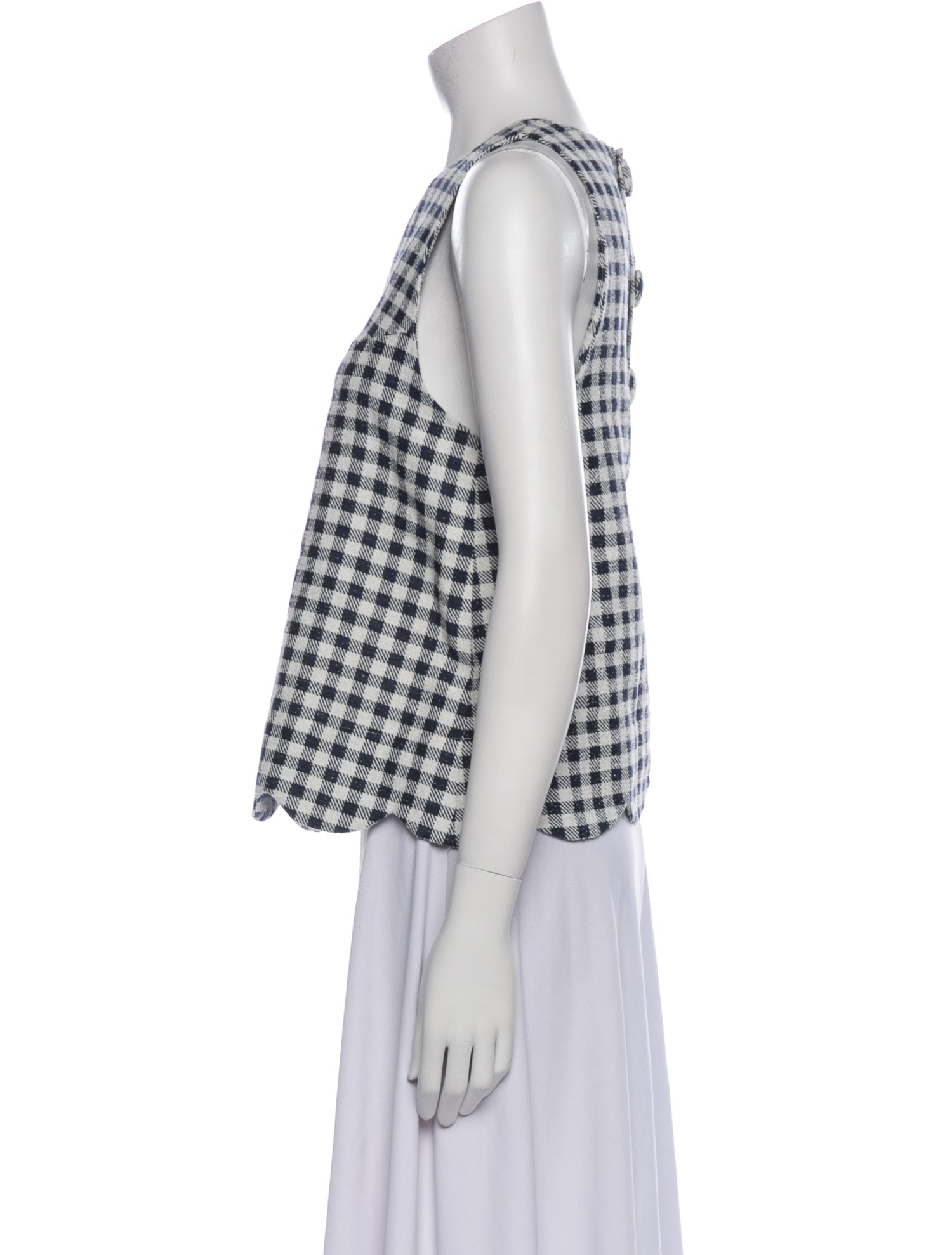 Lisa Marie Fernandez Plaid Print Scoop Neck Top