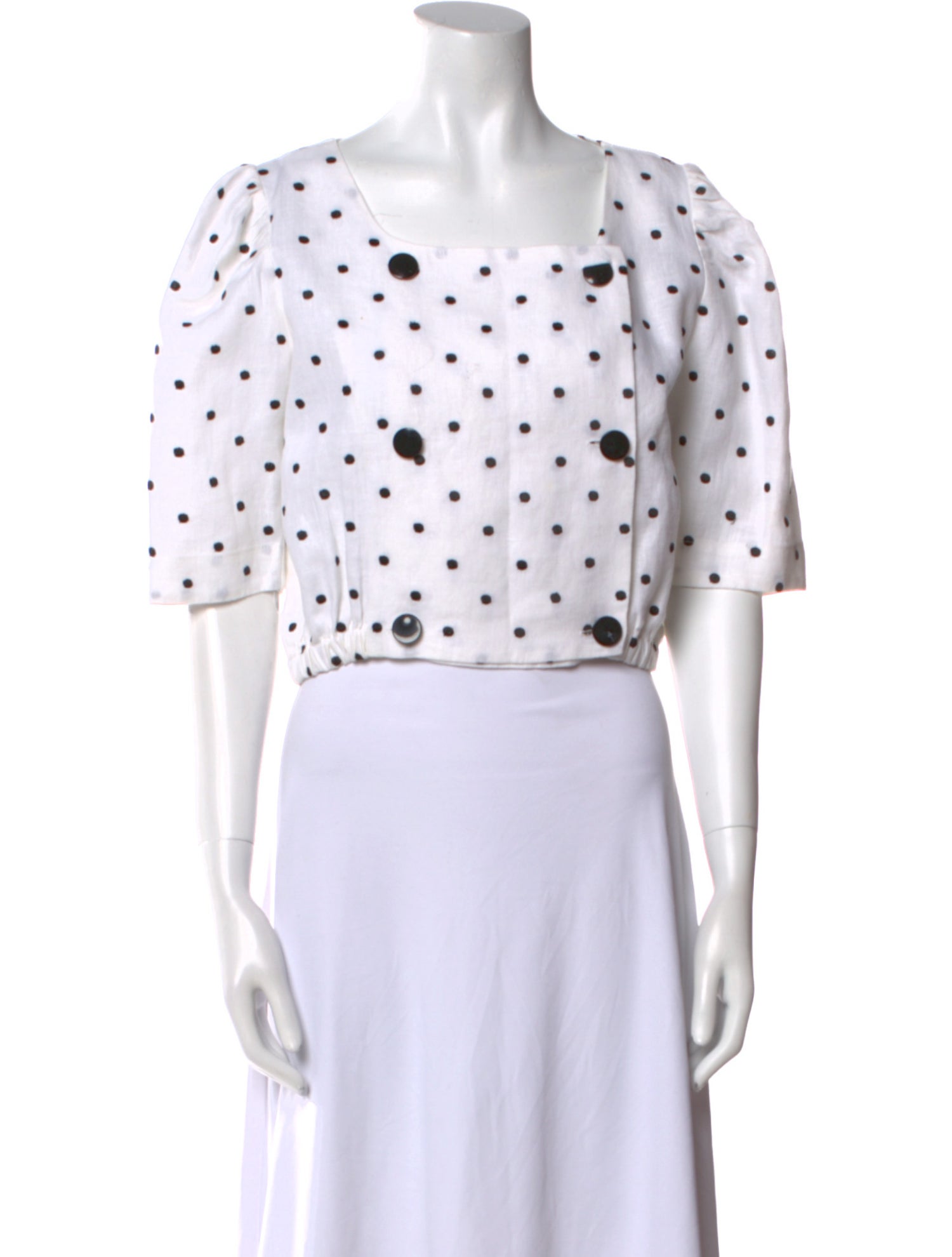 Lisa Marie Fernandez Linen Polka Dot Print Crop Top