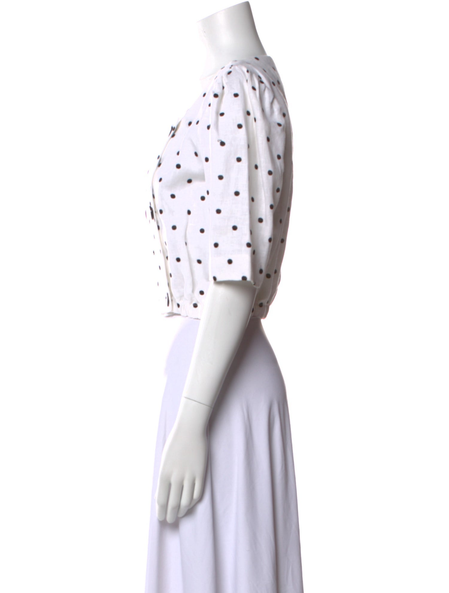 Lisa Marie Fernandez Linen Polka Dot Print Crop Top