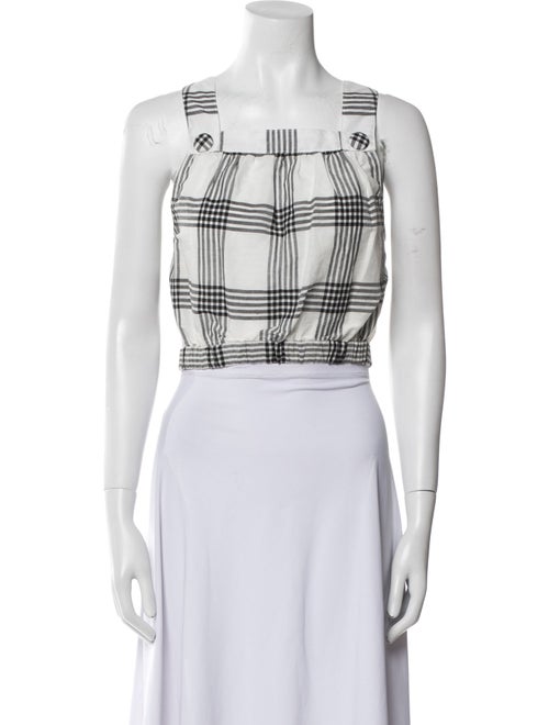 Lisa Marie Fernandez Plaid Print Square Neckline Crop Top