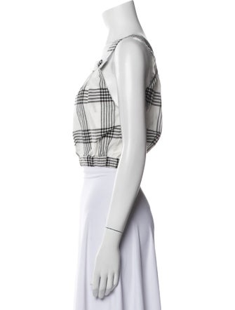 Lisa Marie Fernandez Plaid Print Square Neckline Crop Top