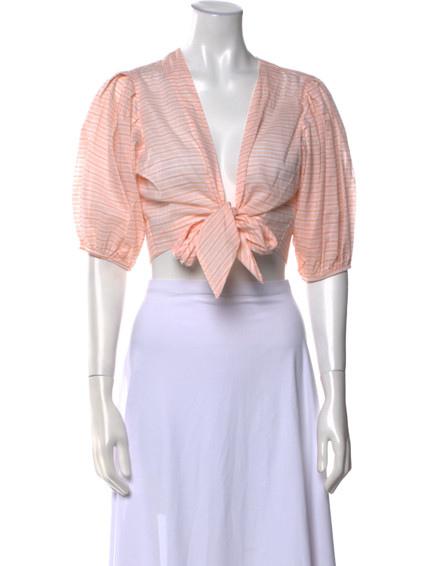 Lisa Marie Fernandez V-Neck Short Sleeve Crop Top