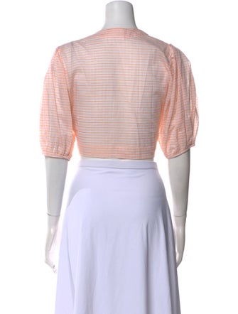 Lisa Marie Fernandez V-Neck Short Sleeve Crop Top