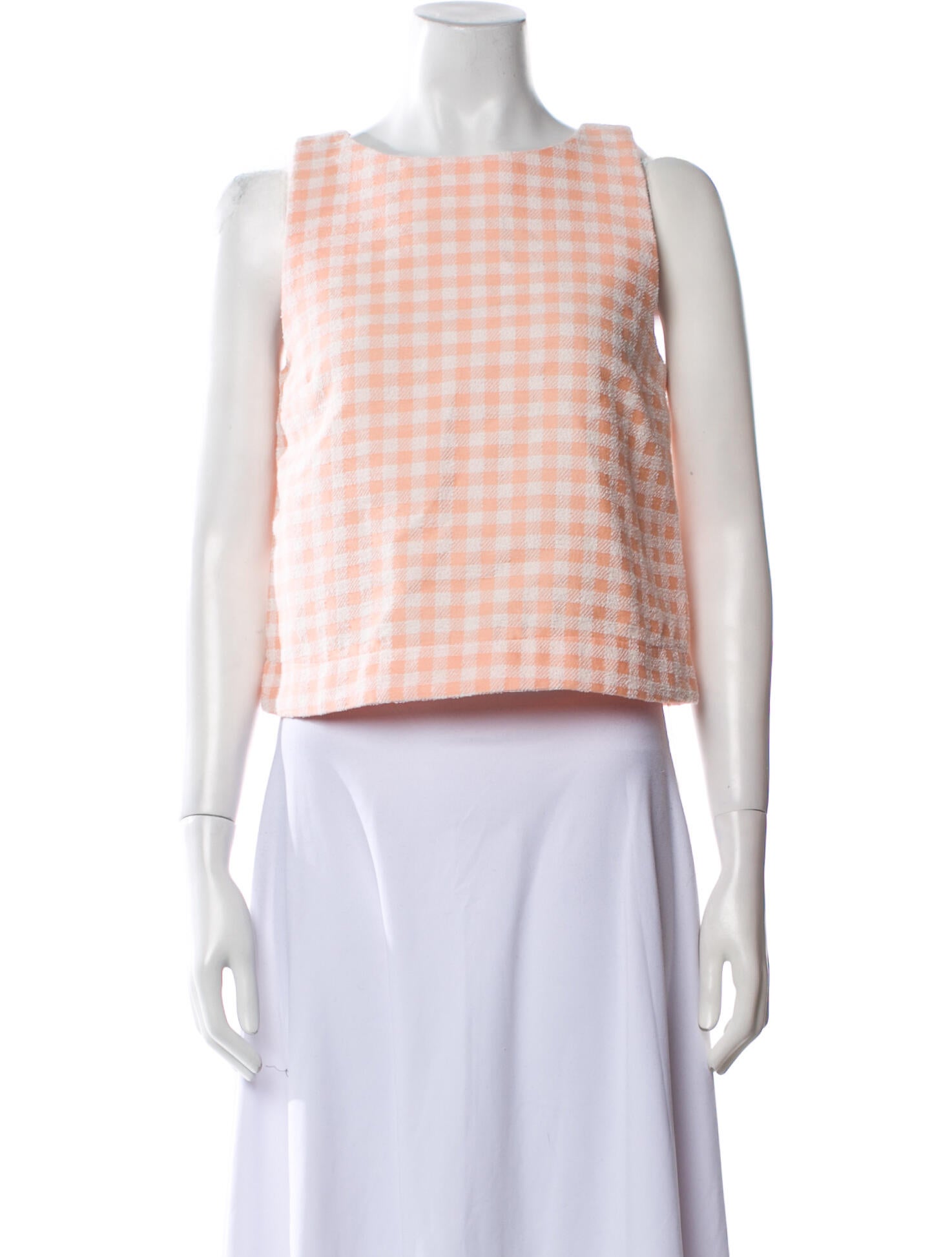 Lisa Marie Fernandez Plaid Print Bateau Neckline Crop Top