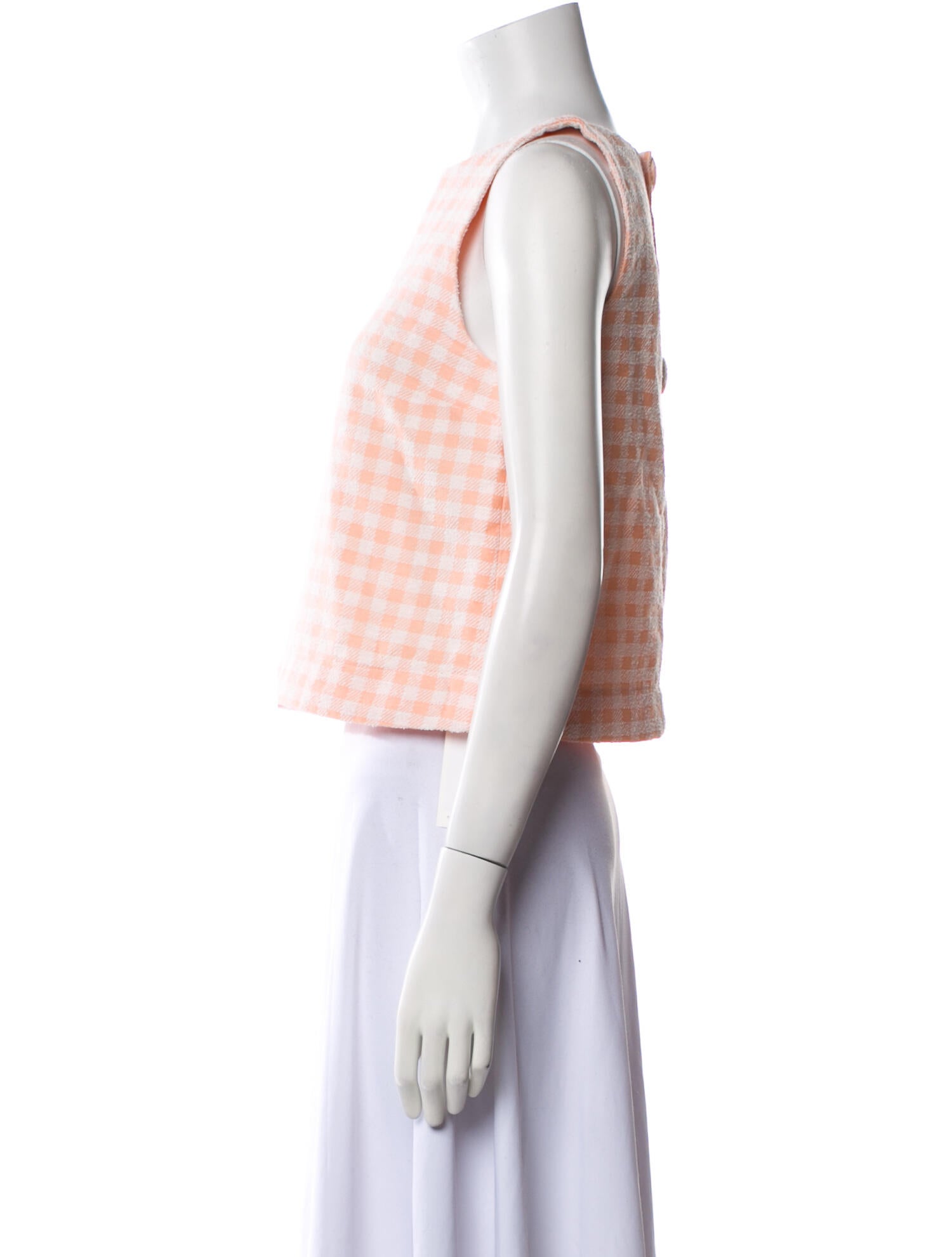 Lisa Marie Fernandez Plaid Print Bateau Neckline Crop Top