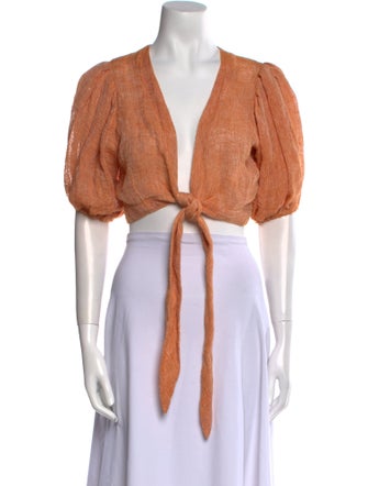 Lisa Marie Fernandez Linen Printed Crop Top