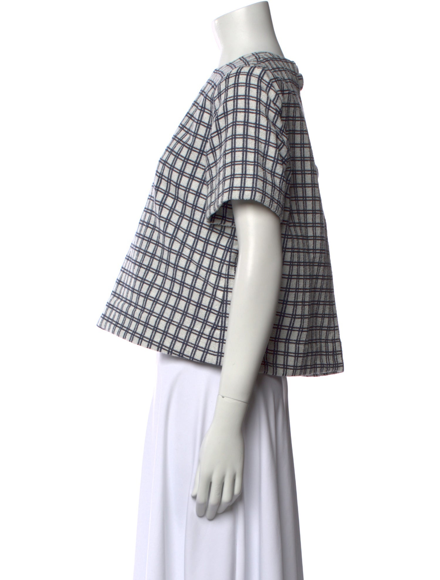 Lisa Marie Fernandez Plaid Print Crew Neck Crop Top