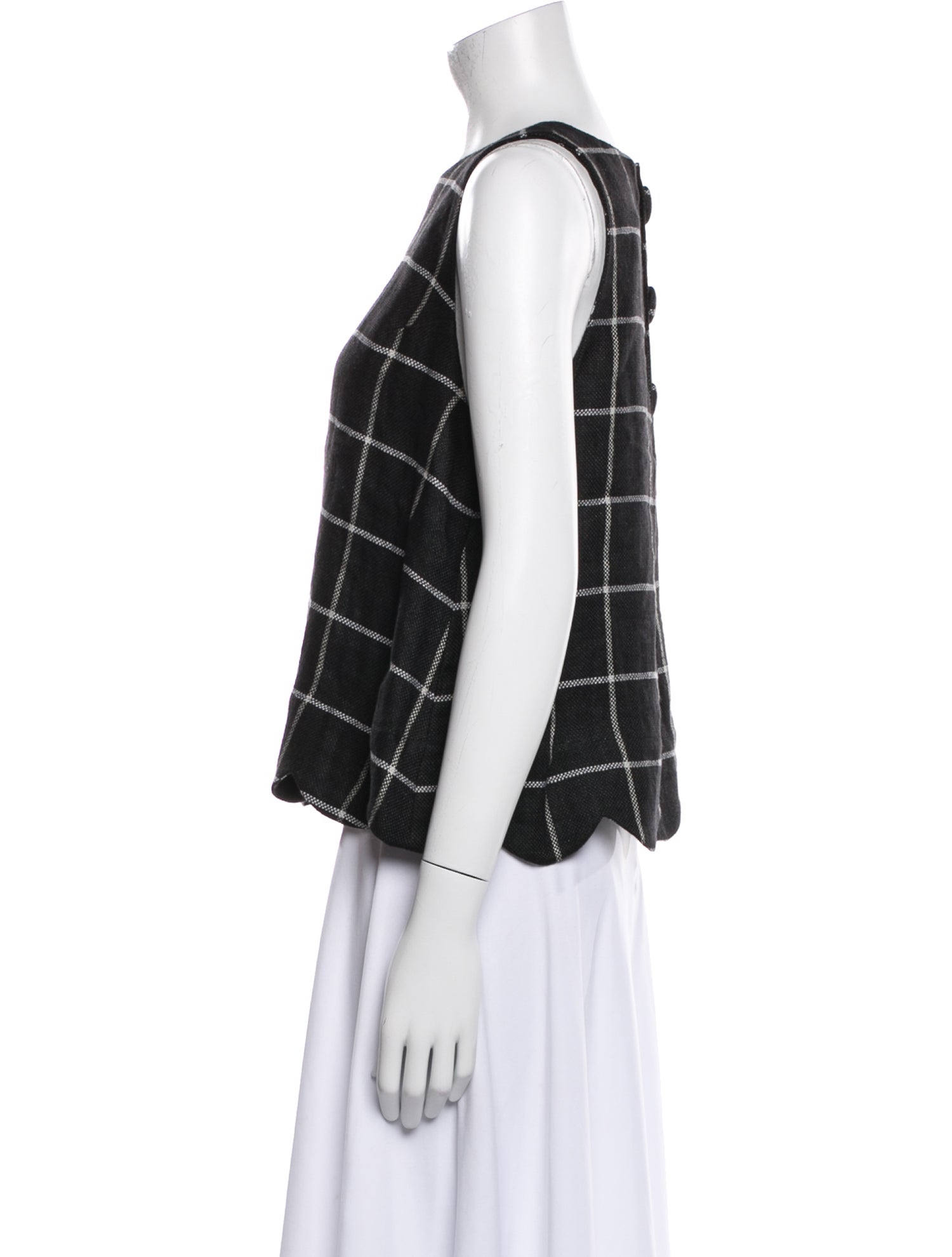 Lisa Marie Fernandez Linen Plaid Print Top