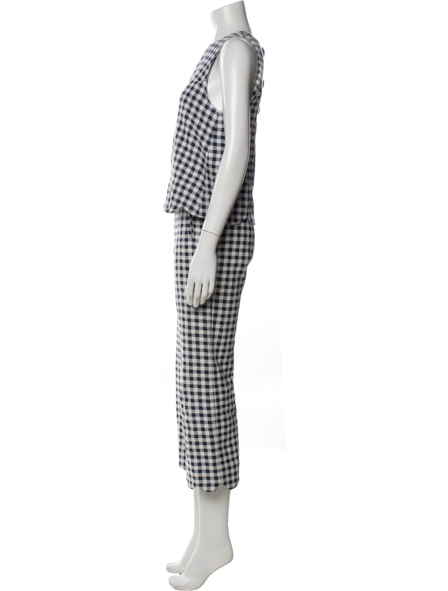 Lisa Marie Fernandez Plaid Print Scalloped Accent Set