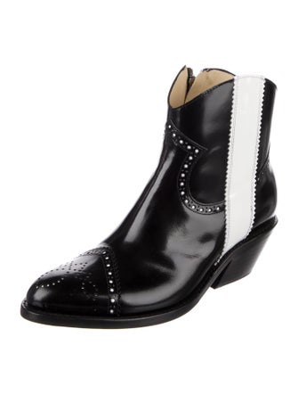 The Office of Angela Scott Leather Colorblock Pattern Western Boots