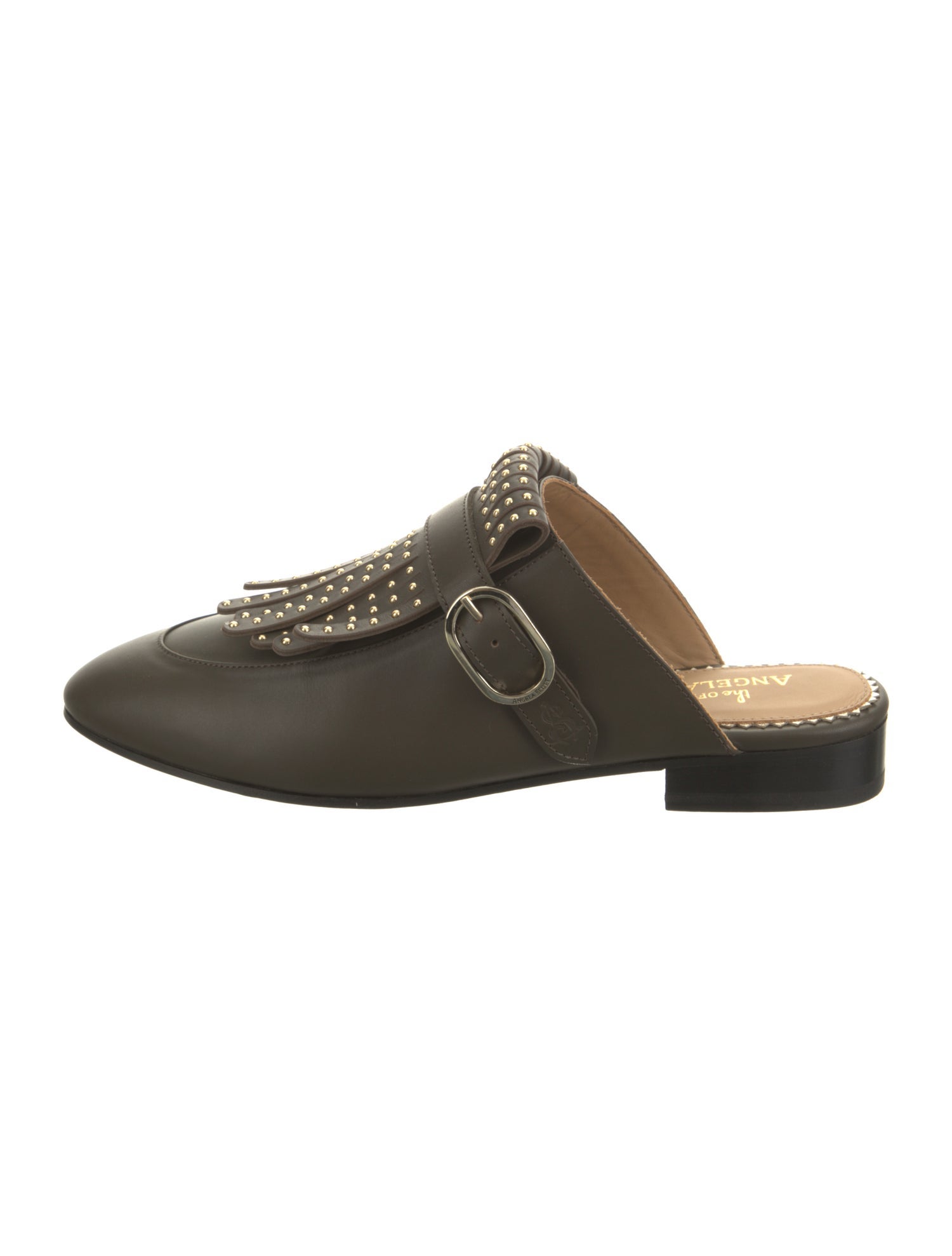 The Office of Angela Scott Leather Studded Accents Mules