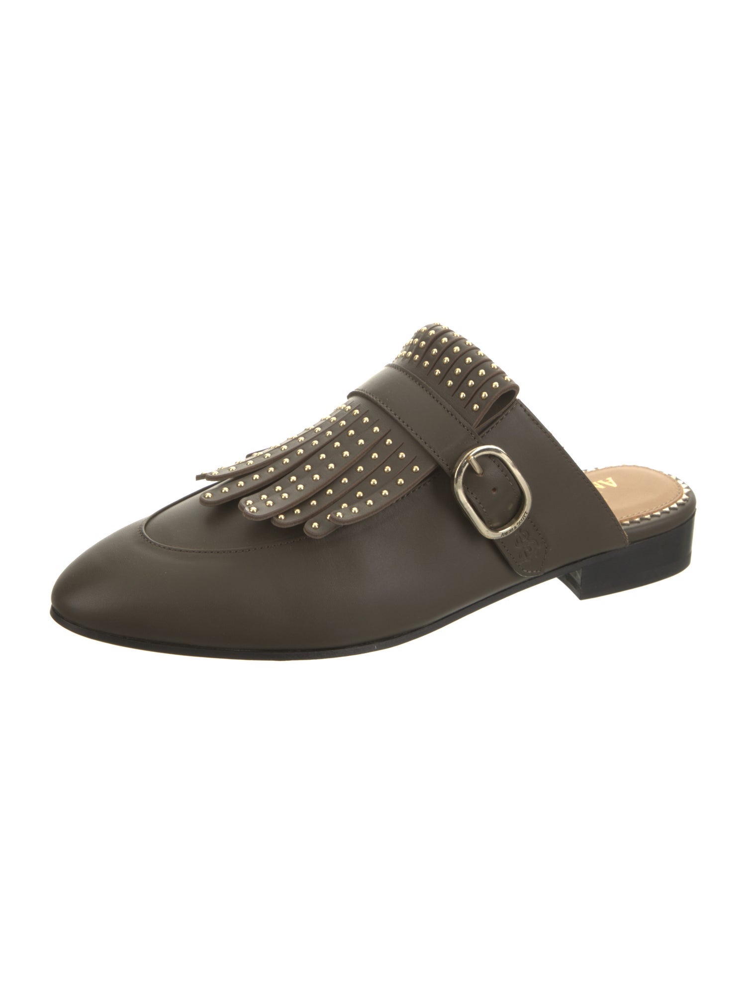 The Office of Angela Scott Leather Studded Accents Mules