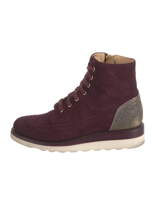 The Office of Angela Scott Suede Beaded Accents Combat Boots