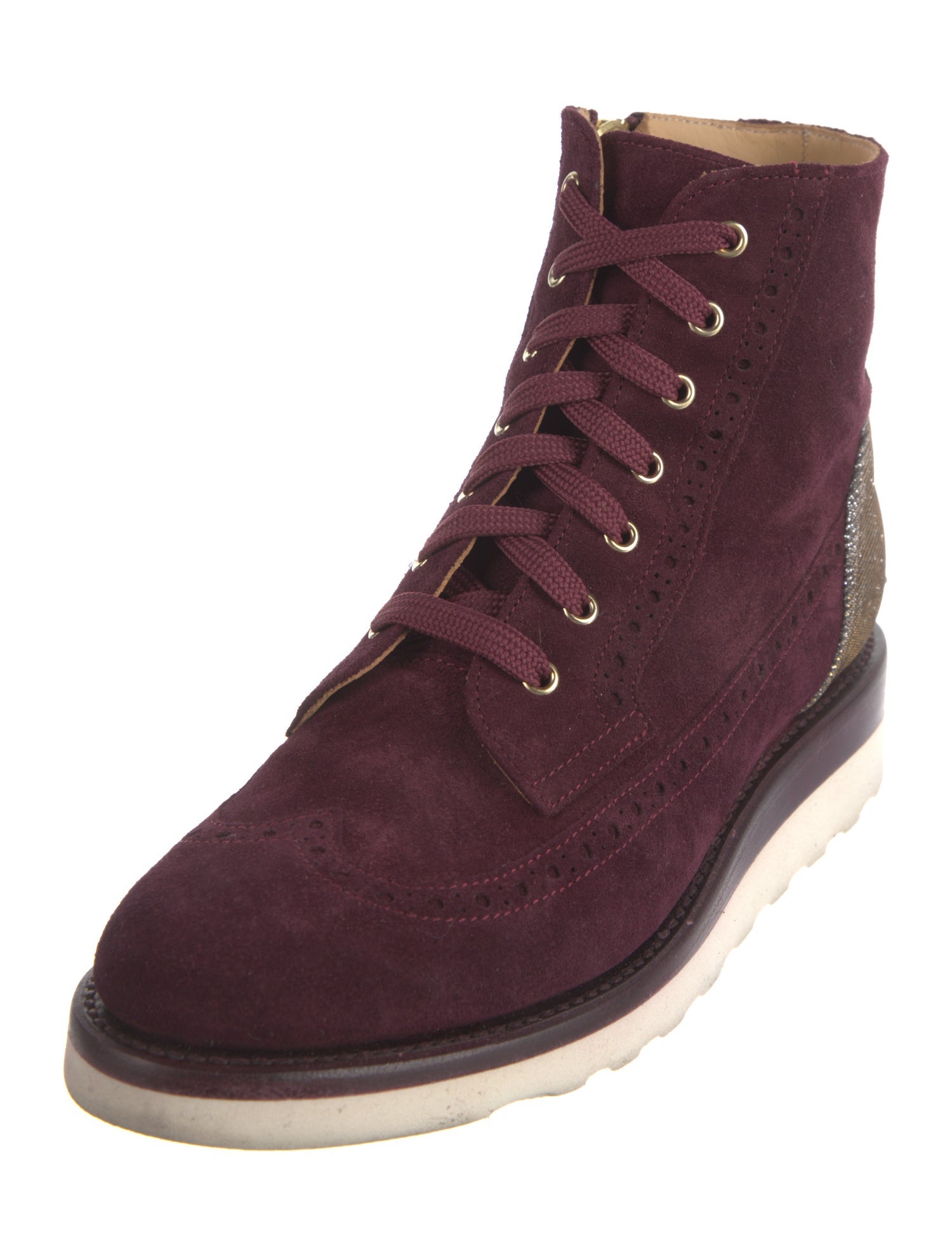 The Office of Angela Scott Suede Beaded Accents Combat Boots