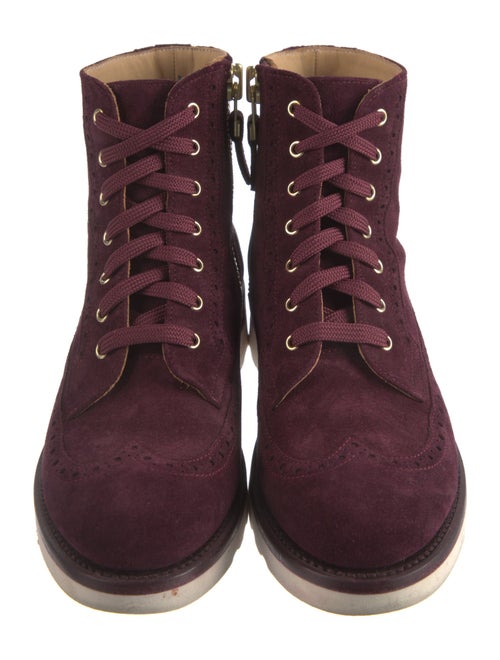 The Office of Angela Scott Suede Beaded Accents Combat Boots