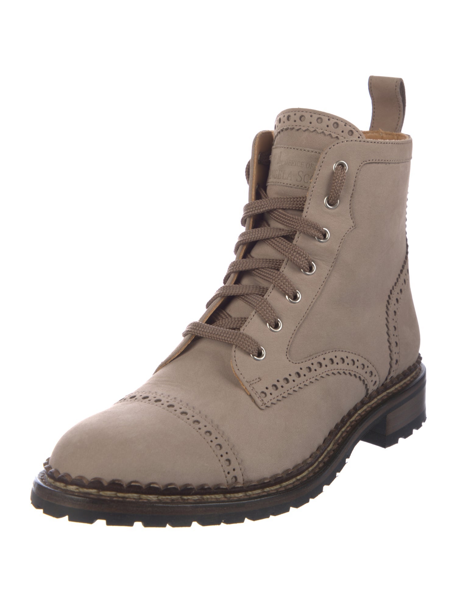 The Office of Angela Scott Leather Combat Boots