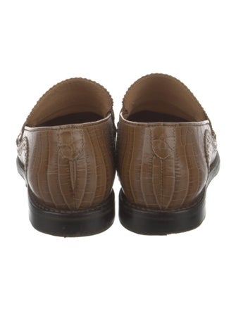 The Office of Angela Scott Leather Animal Print Loafers