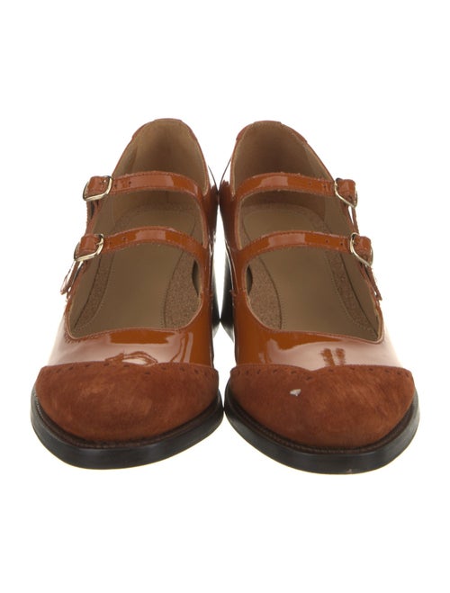 The Office of Angela Scott Patent Leather Cutout Accent Pumps