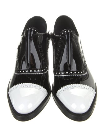 The Office of Angela Scott Patent Leather Scalloped Accent Pumps