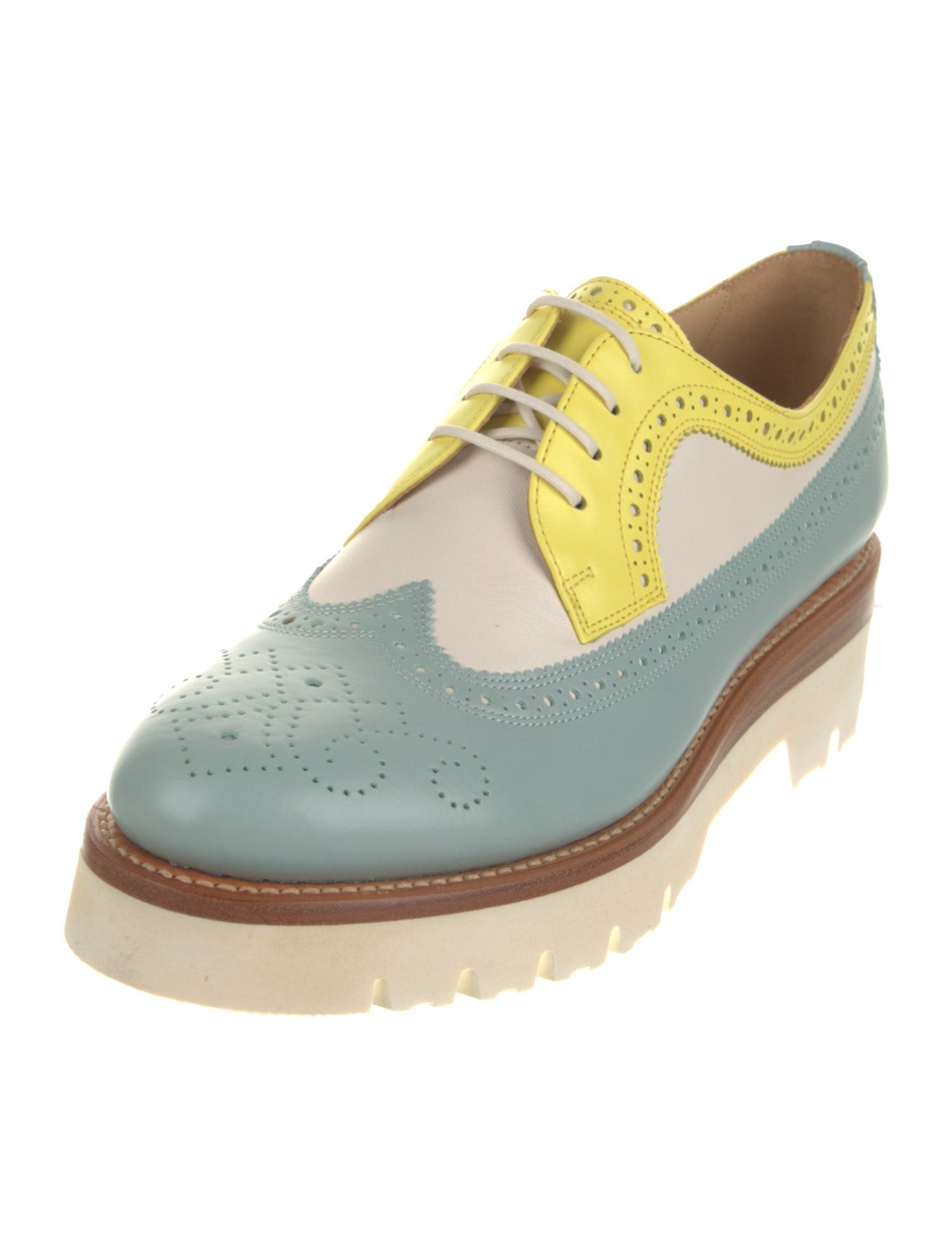 The Office of Angela Scott Leather Colorblock Pattern Brogues