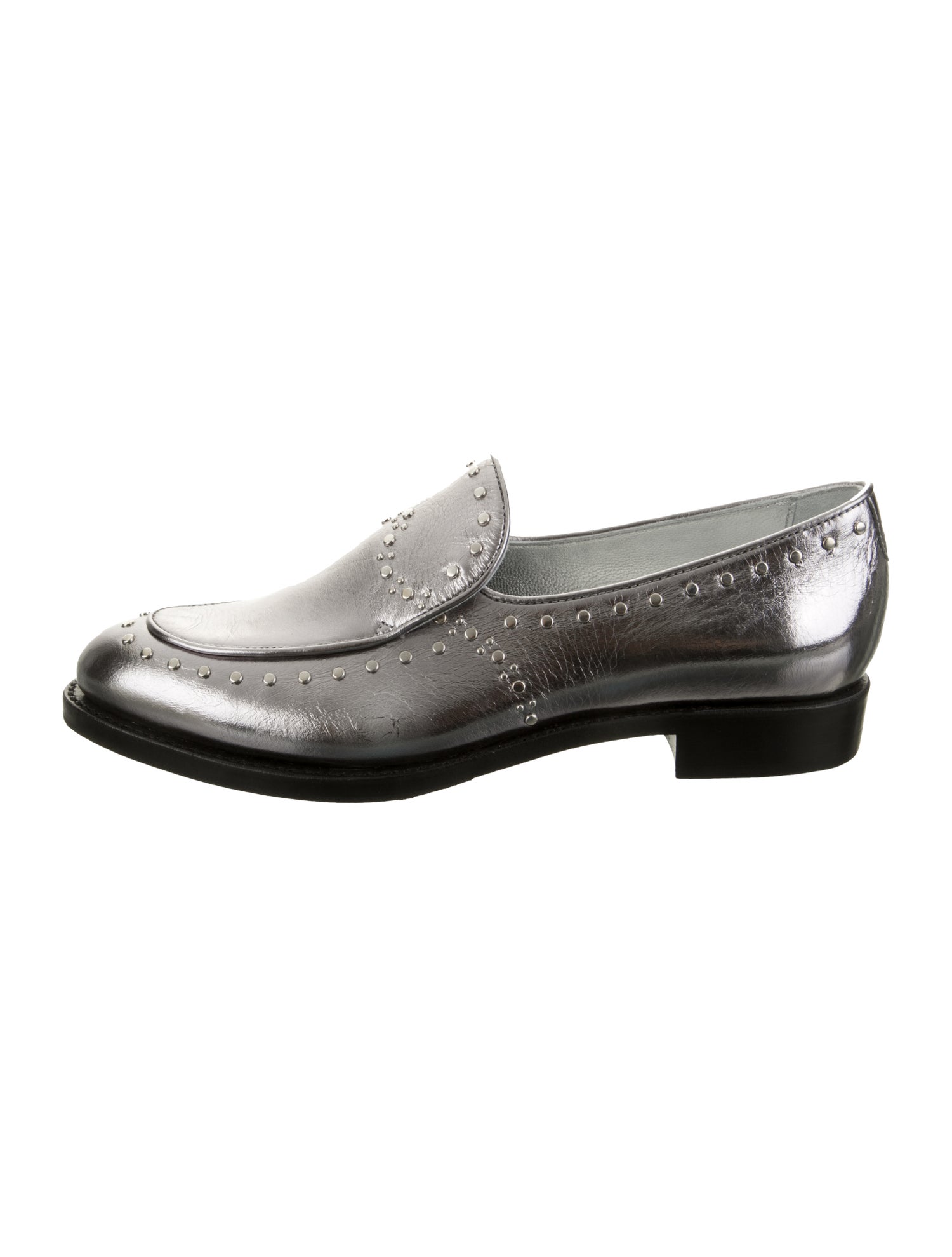 The Office of Angela Scott Leather Studded Accents Loafers