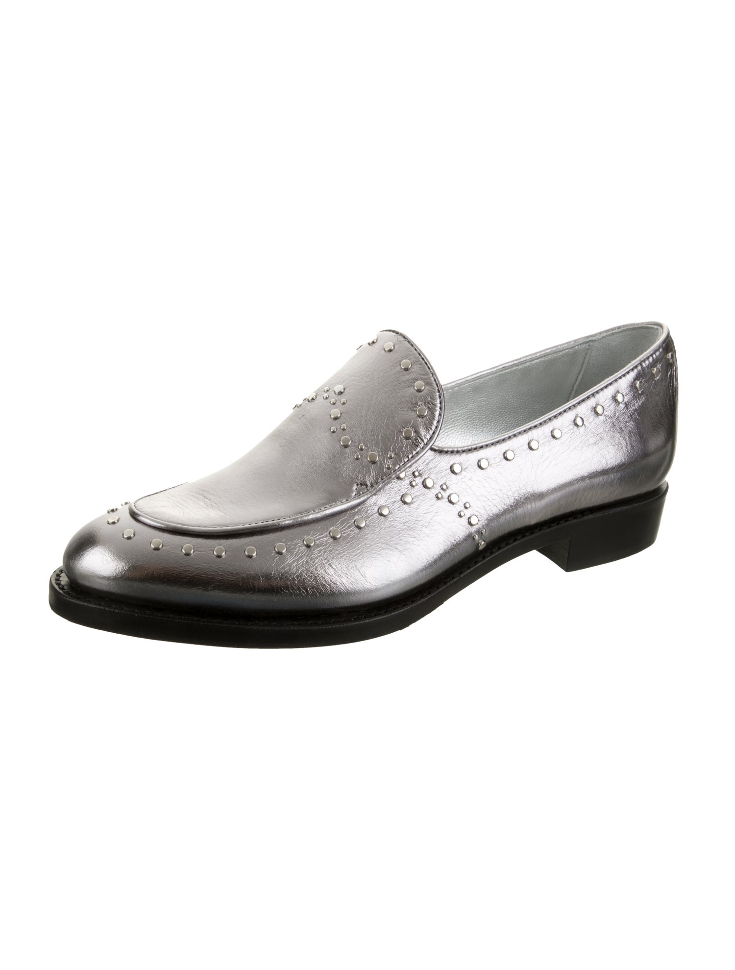The Office of Angela Scott Leather Studded Accents Loafers