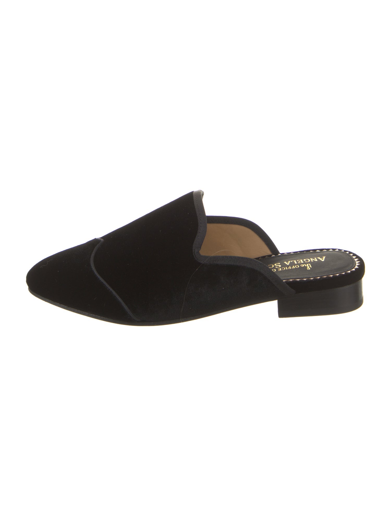 The Office of Angela Scott Velvet Grosgrain Trim Mules