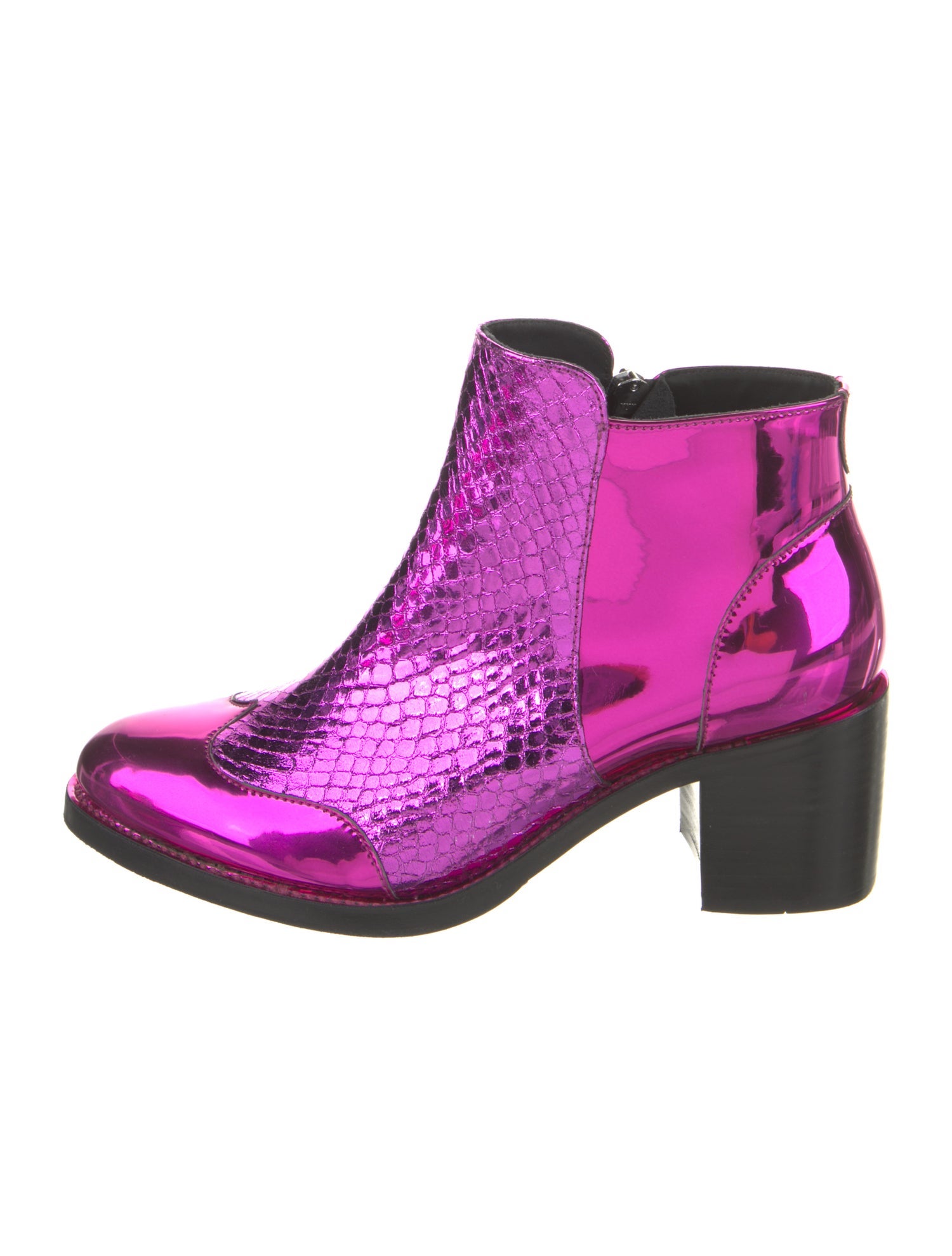 The Office of Angela Scott Patent Leather Printed Chelsea Boots