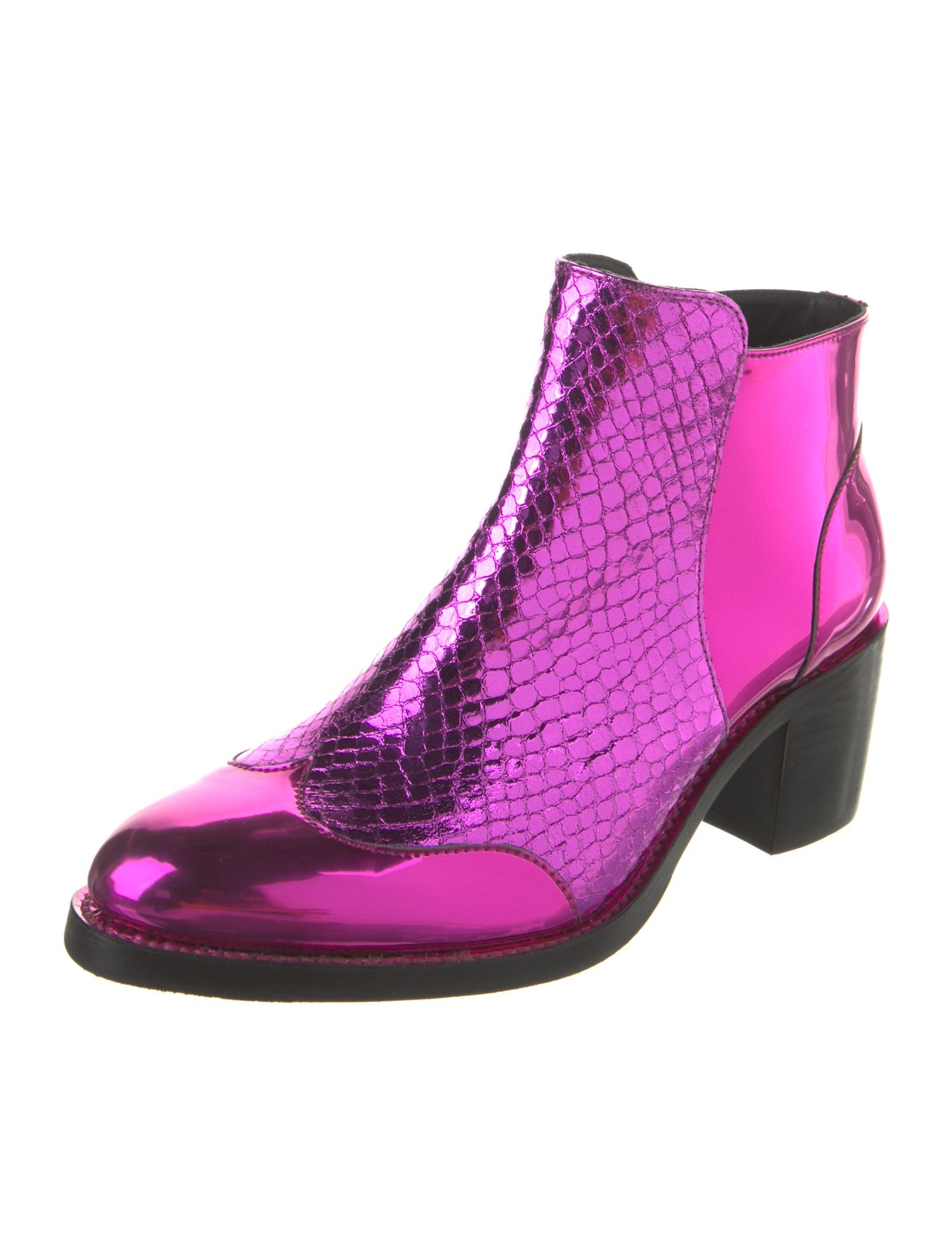 The Office of Angela Scott Patent Leather Printed Chelsea Boots