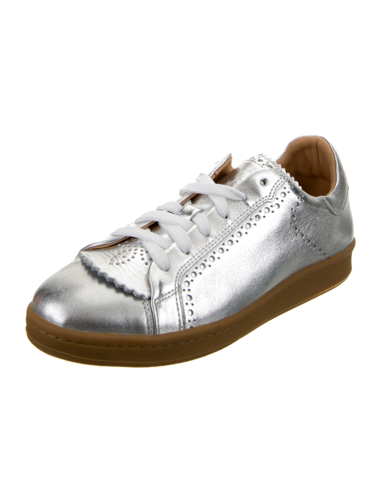 The Office of Angela Scott Leather Scalloped Accent Sneakers