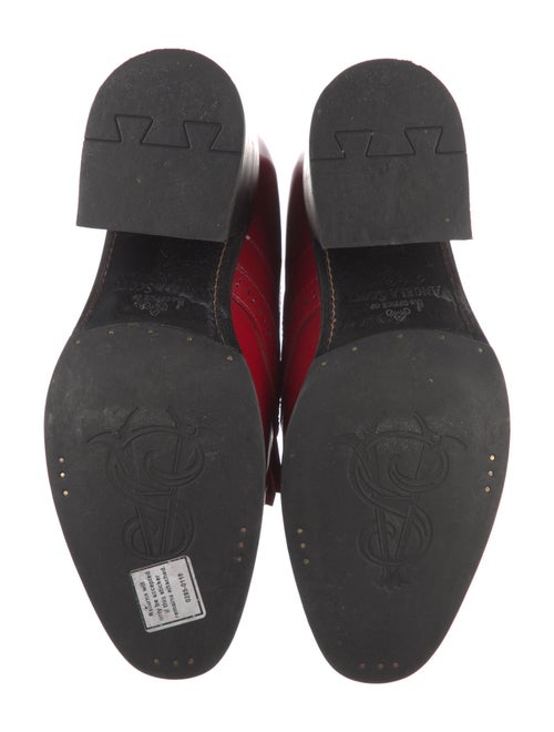 The Office of Angela Scott Patent Leather Fringe Trim Accent Pumps