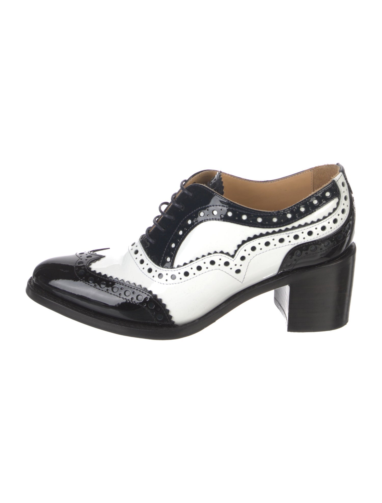 The Office of Angela Scott Patent Leather Colorblock Pattern Pumps