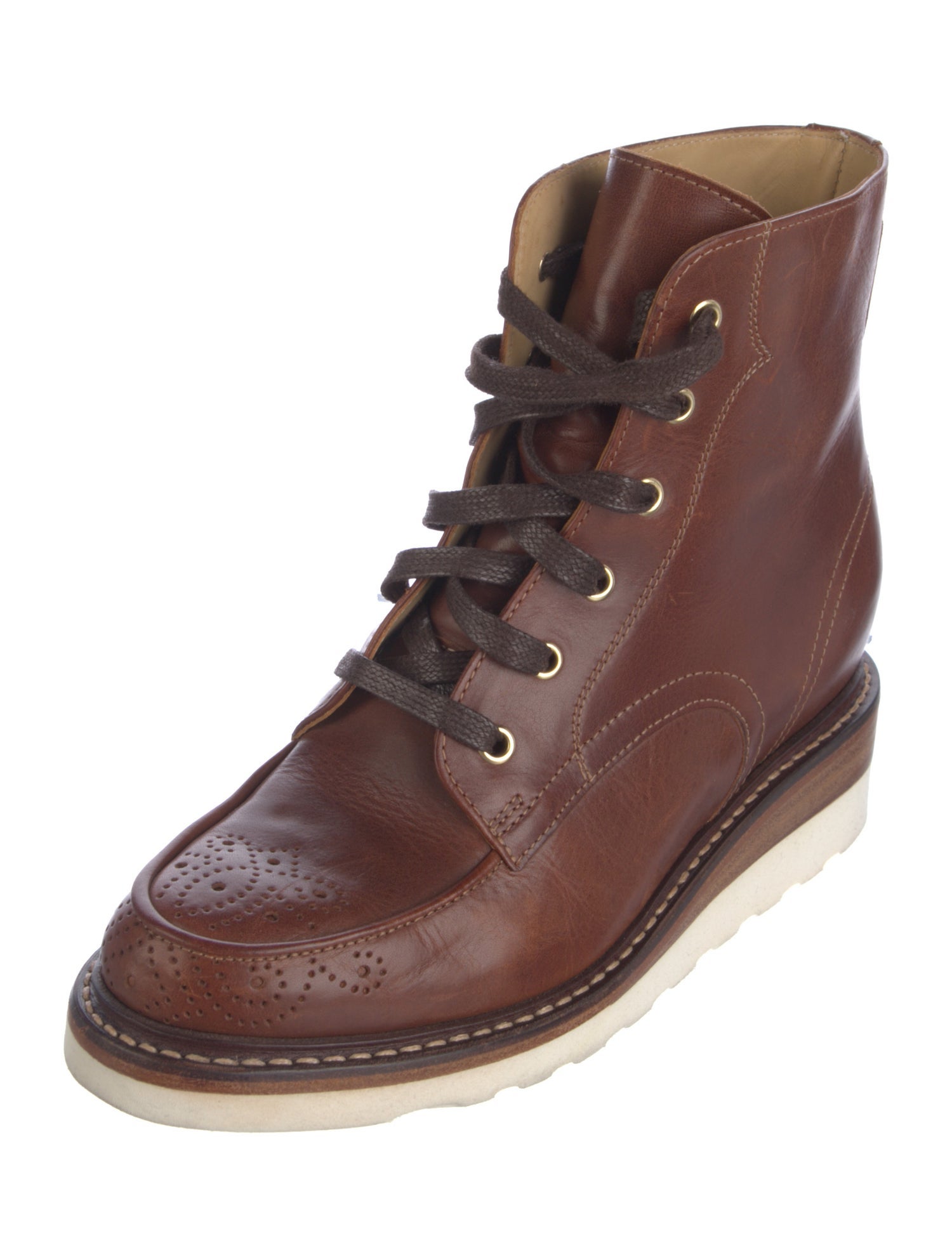 The Office of Angela Scott Leather Lasercut Accents Lace-Up Boots