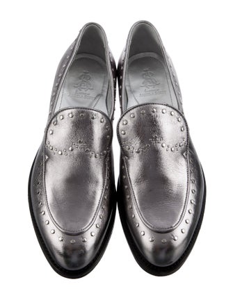 The Office of Angela Scott Leather Studded Accents Loafers