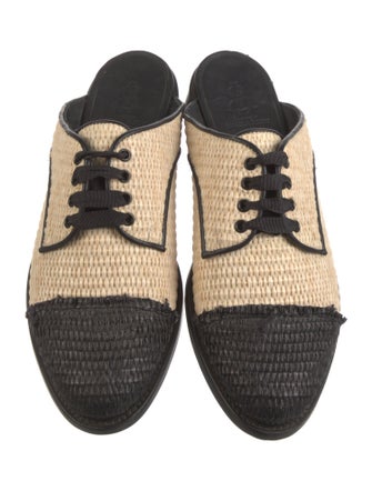 The Office of Angela Scott Straw Tweed Pattern Mules