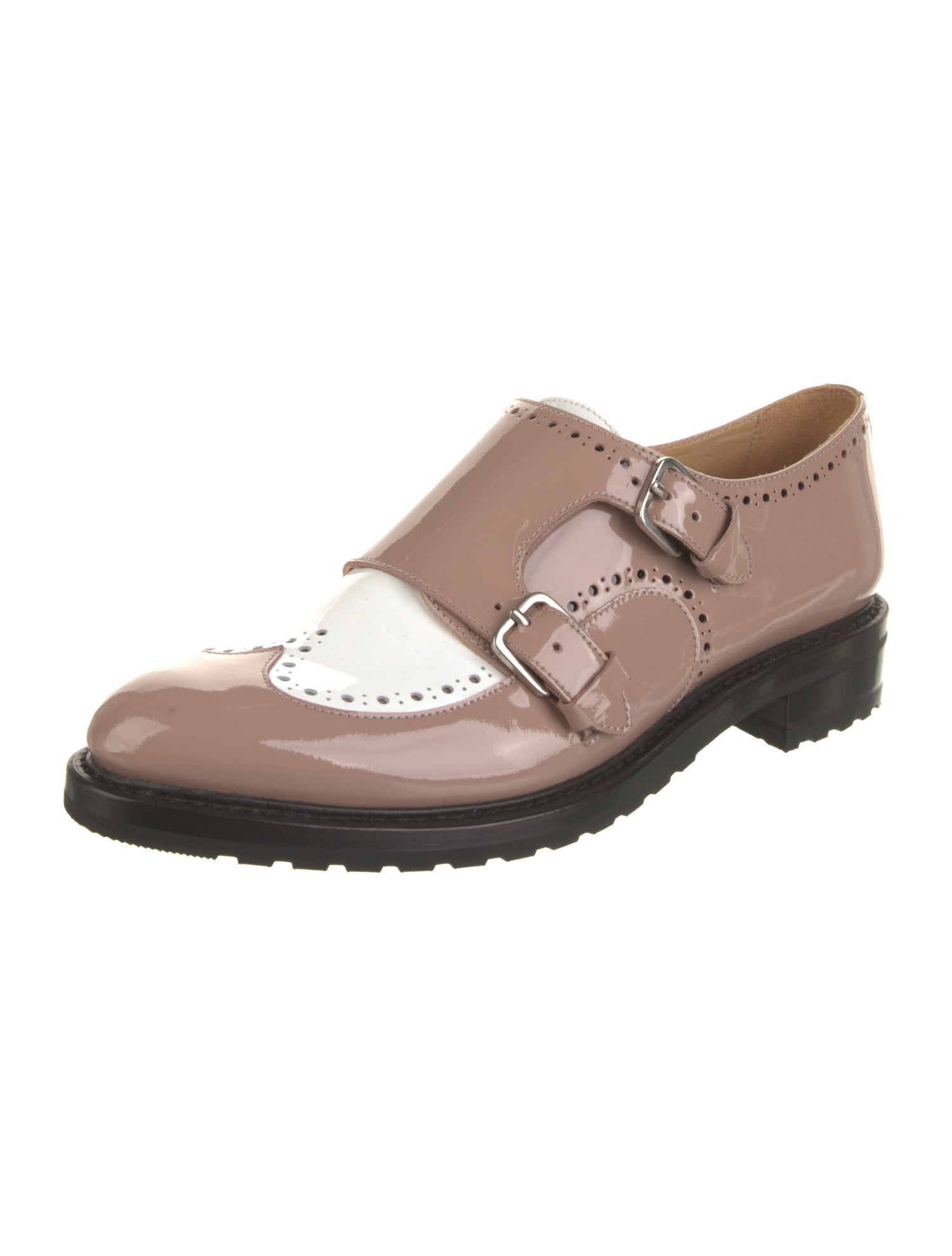 The Office of Angela Scott Patent Leather Colorblock Pattern Oxfords