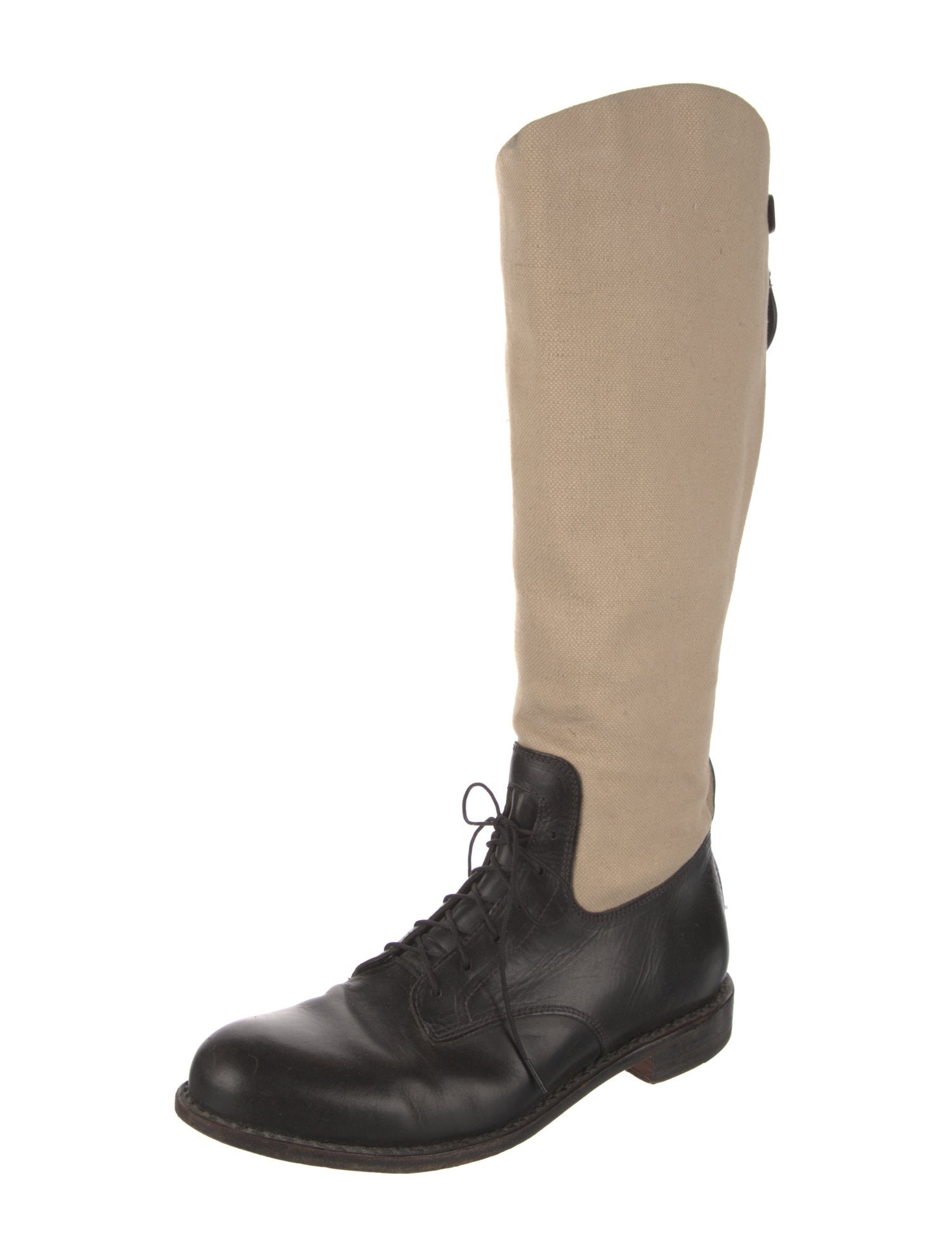 The Office of Angela Scott Canvas Colorblock Pattern Lace-Up Boots