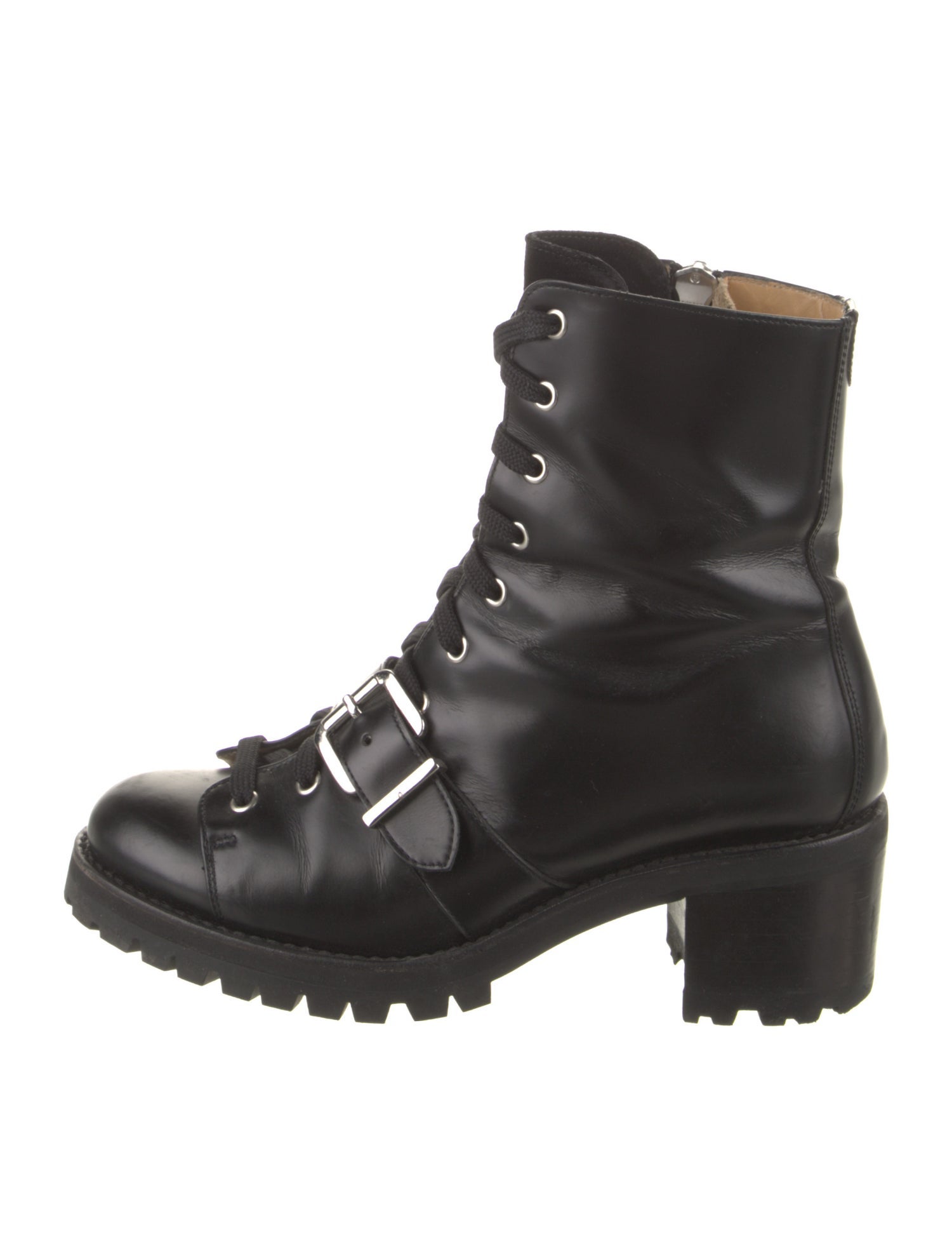 The Office of Angela Scott Leather Combat Boots